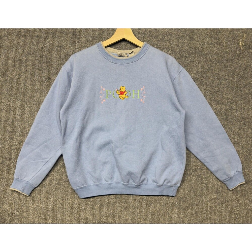 Vintage Pooh Womens Small Blue Fleece Sweatshirt Winnie The Pooh Disney Graphic